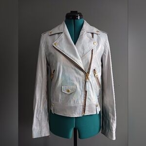 Mackage Gray Leather Moto Jacket Size S/P